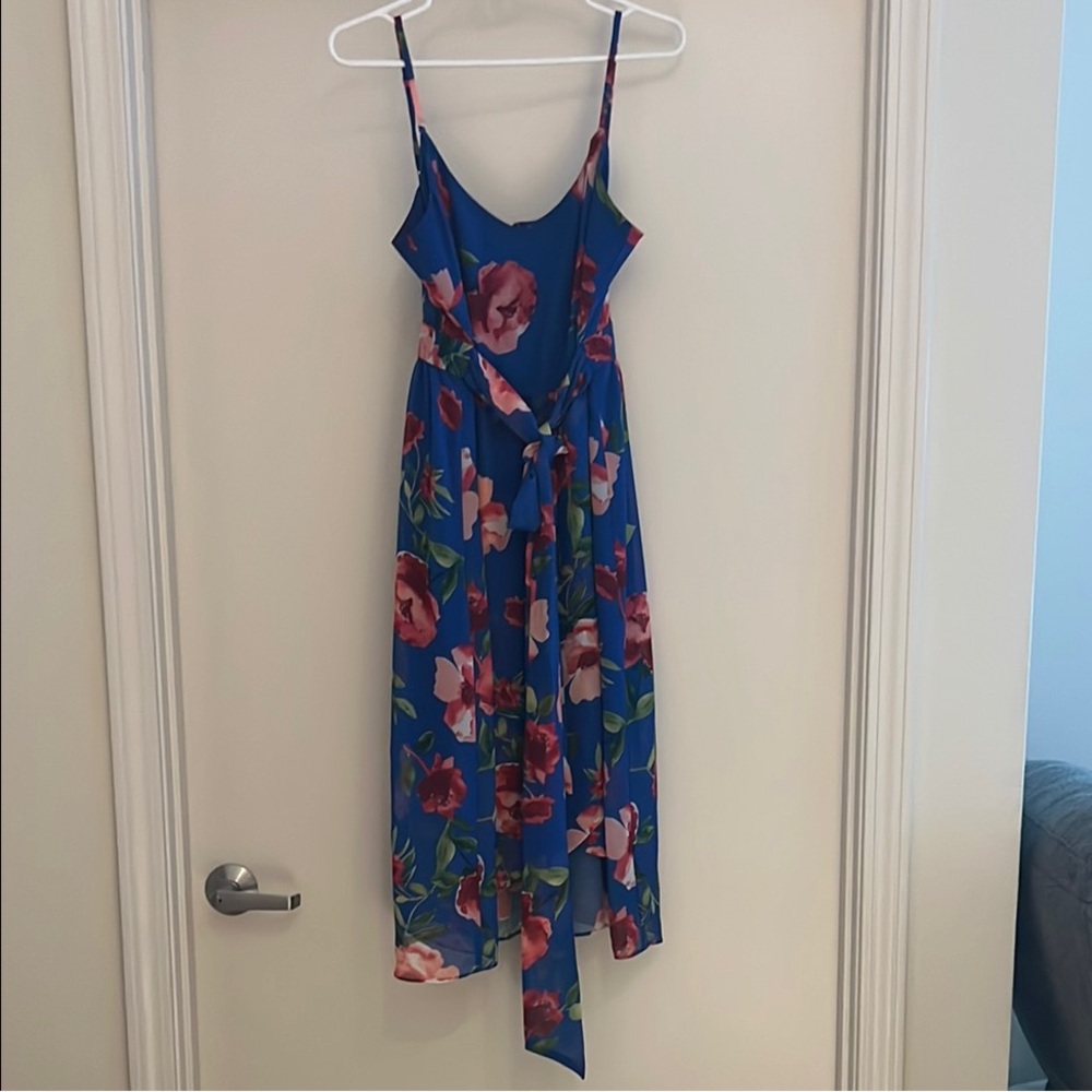 Vince Camuto Size 12P Floral Blue Dress